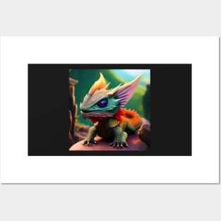 Green Pastel Rainbow Baby Dragon Posters and Art